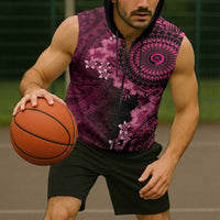 Vanuatu Sleeveless Zip Hoodie Hibisus Polynesian Pattern Pink - Polynesian Pride