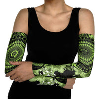 Vanuatu Arm Sleeves Hibisus Polynesian Pattern Green LT14 - Polynesian Pride