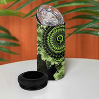 Vanuatu 4 in 1 Can Cooler Tumbler Hibisus Polynesian Pattern Green - Polynesian Pride