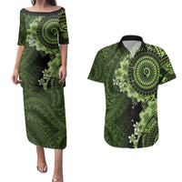 Vanuatu Couples Matching Puletasi and Hawaiian Shirt Hibisus Polynesian Pattern Green - Polynesian Pride