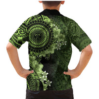 Vanuatu Family Matching Mermaid Dress and Hawaiian Shirt Hibisus Polynesian Pattern Green - Polynesian Pride