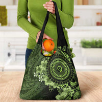 Vanuatu Grocery Bag Hibisus Polynesian Pattern Green LT14 - Polynesian Pride