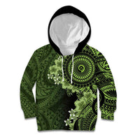Vanuatu Kid Hoodie Hibisus Polynesian Pattern Green - Polynesian Pride