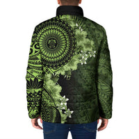 Vanuatu Padded Jacket Hibisus Polynesian Pattern Green - Polynesian Pride