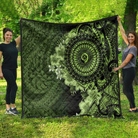 Vanuatu Quilt Hibisus Polynesian Pattern Green - Polynesian Pride