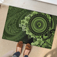 Vanuatu Rubber Doormat Hibisus Polynesian Pattern Green - Polynesian Pride