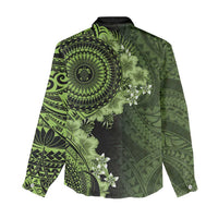Vanuatu Women Casual Shirt Hibisus Polynesian Pattern Green - Polynesian Pride