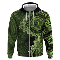 Vanuatu Zip Hoodie Hibisus Polynesian Pattern Green LT14 Zip Hoodie Green - Polynesian Pride