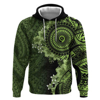 Vanuatu Zip Hoodie Hibisus Polynesian Pattern Green LT14 Pullover Hoodie Green - Polynesian Pride