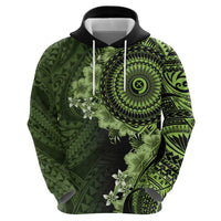 Vanuatu Zip Hoodie Hibisus Polynesian Pattern Green LT14 - Polynesian Pride