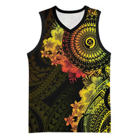 Vanuatu Basketball Jersey Hibisus Polynesian Pattern Reggae - Polynesian Pride