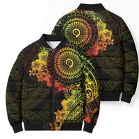 Vanuatu Bomber Puffer Jacket Hibisus Polynesian Pattern Reggae - Polynesian Pride