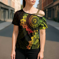 Vanuatu Cross Shoulder Shirt Hibisus Polynesian Pattern Reggae - Polynesian Pride