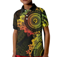 Vanuatu Kid Polo Shirt Hibisus Polynesian Pattern Reggae - Polynesian Pride