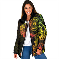 Vanuatu Padded Jacket Hibisus Polynesian Pattern Reggae - Polynesian Pride