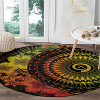 Vanuatu Round Carpet Hibisus Polynesian Pattern Reggae - Polynesian Pride