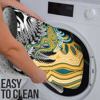 New Zealand Australia Rugby Bathroom Set Wallabies Aboriginal All Black Maori Tiki Together - Polynesian Pride