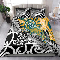 New Zealand Australia Rugby Bedding Set Wallabies Aboriginal All Black Maori Tiki Together - Polynesian Pride