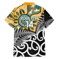 New Zealand Australia Rugby Custom Family Matching Off Shoulder Maxi Dress and Hawaiian Shirt Wallabies Aboriginal All Black Maori Tiki Together - Polynesian Pride