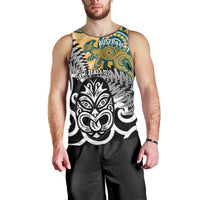 New Zealand Australia Rugby Custom Men Tank Top Wallabies Aboriginal All Black Maori Tiki Together - Polynesian Pride
