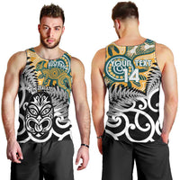 New Zealand Australia Rugby Custom Men Tank Top Wallabies Aboriginal All Black Maori Tiki Together - Polynesian Pride