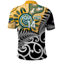 New Zealand Australia Rugby Custom Polo Shirt Wallabies Aboriginal All Black Maori Tiki Together - Polynesian Pride