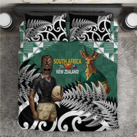 New Zealand South Africa Rugby Bedding Set Springboks Kente All Black Maori Together - Polynesian Pride