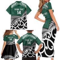 New Zealand South Africa Rugby Custom Family Matching Short Sleeve Bodycon Dress and Hawaiian Shirt Springboks Kente All Black Maori Together - Polynesian Pride