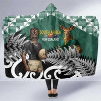 New Zealand South Africa Rugby Hooded Blanket Springboks Kente All Black Maori Together - Polynesian Pride