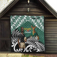 New Zealand South Africa Rugby Quilt Springboks Kente All Black Maori Together - Polynesian Pride