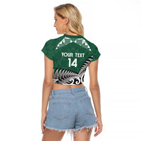 New Zealand South Africa Rugby Custom Raglan Cropped T Shirt Springboks Kente All Black Maori Together - Polynesian Pride