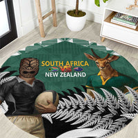New Zealand South Africa Rugby Round Carpet Springboks Kente All Black Maori Together - Polynesian Pride