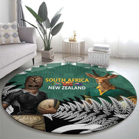 New Zealand South Africa Rugby Round Carpet Springboks Kente All Black Maori Together - Polynesian Pride