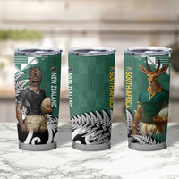 New Zealand South Africa Rugby Tumbler Cup Springboks Kente All Black Maori Together - Polynesian Pride