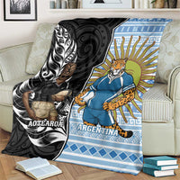 New Zealand Argentina Rugby Blanket 2025 Los Pumas All Black Together - Polynesian Pride