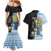 New Zealand Argentina Rugby Custom Couples Matching Mermaid Dress and Hawaiian Shirt 2025 Los Pumas All Black Together - Polynesian Pride