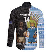 New Zealand Argentina Rugby Custom Family Matching Off The Shoulder Long Sleeve Dress and Hawaiian Shirt 2025 Los Pumas All Black Together - Polynesian Pride