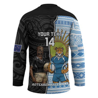 New Zealand Argentina Rugby Custom Hockey Jersey 2025 Los Pumas All Black Together - Polynesian Pride