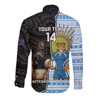 New Zealand Argentina Rugby Custom Long Sleeve Button Shirt 2025 Los Pumas All Black Together - Polynesian Pride