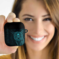 New Zealand Skull Darts AirPods Case Aotearoa Maori Chest Tattoo Stylized Teal LT14 Teal - Polynesian Pride
