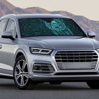 New Zealand Skull Darts Auto Sun Shade Aotearoa Maori Chest Tattoo Stylized Teal - Polynesian Pride