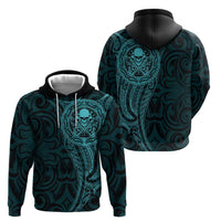 New Zealand Skull Darts Hoodie Aotearoa Maori Chest Tattoo Stylized Teal LT14 - Polynesian Pride