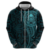 New Zealand Skull Darts Hoodie Aotearoa Maori Chest Tattoo Stylized Teal LT14 - Polynesian Pride