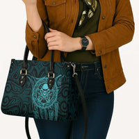 New Zealand Skull Darts Leather Bag Aotearoa Maori Chest Tattoo Stylized Teal - Polynesian Pride