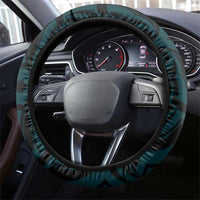 New Zealand Skull Darts Steering Wheel Cover Aotearoa Maori Chest Tattoo Stylized Teal - Polynesian Pride