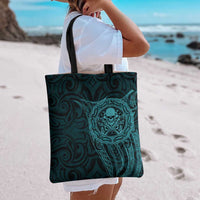 New Zealand Skull Darts Tote Bag Aotearoa Maori Chest Tattoo Stylized Teal - Polynesian Pride