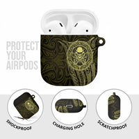 New Zealand Skull Darts AirPods Case Aotearoa Maori Chest Tattoo Stylized Gold LT14 - Polynesian Pride