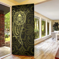New Zealand Skull Darts Door Cover Aotearoa Maori Chest Tattoo Stylized Gold - Polynesian Pride