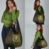 New Zealand Skull Darts Grocery Bag Aotearoa Maori Chest Tattoo Stylized Gold - Polynesian Pride