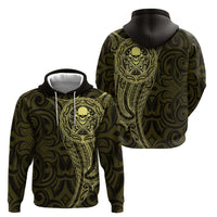 New Zealand Skull Darts Hoodie Aotearoa Maori Chest Tattoo Stylized Gold LT14 - Polynesian Pride